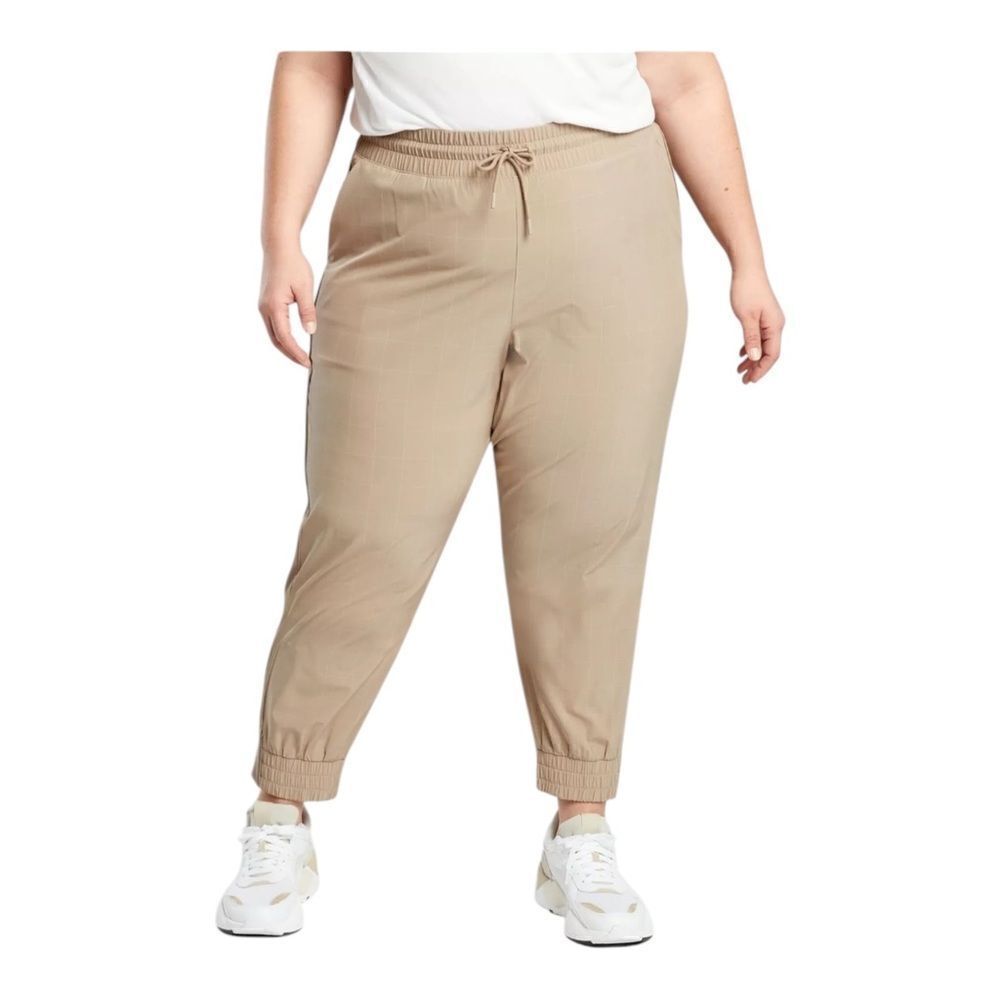 Athleta Plus Size Brooklyn Texture Jogger Beige Windowpane Jacquard 26 NWOT